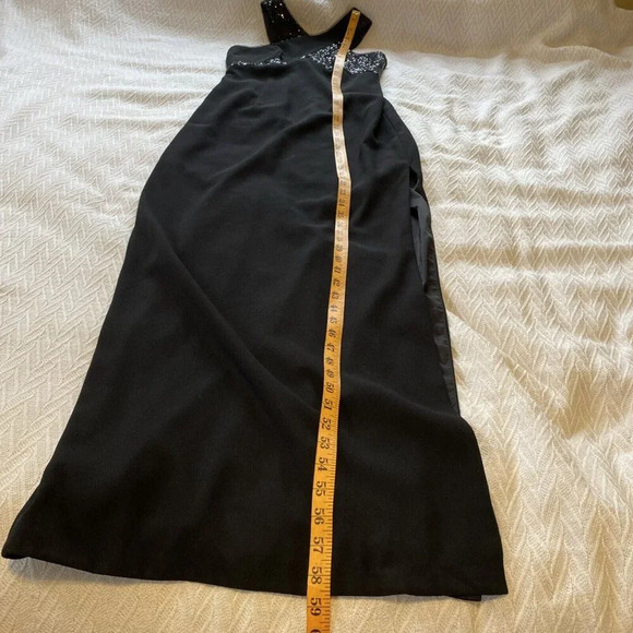 Aidan Mattox Black Maxi Dress Long Halter Sequins Side Slit Elegant Y2K Formal - Picture 11 of 16